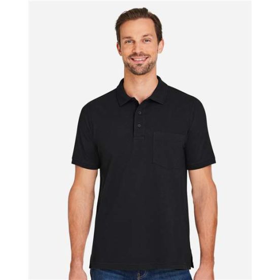 Harriton M205P Men's Valiant Cotton Snag Protect Pocket Polo