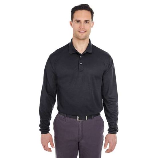 UltraClub 8210LS Men's Cool & Dry Long Sleeve Mesh Piqué Polo