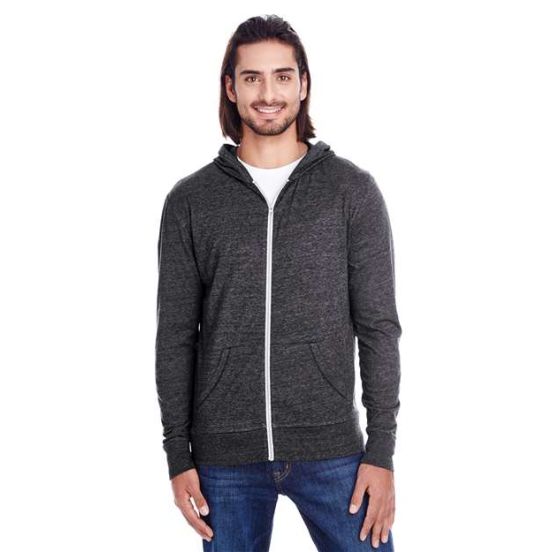 Threadfast Apparel 302Z Unisex Triblend Full-Zip Lightweight Hooded Sweatshirt