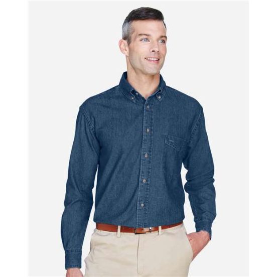 Harriton M550T Men's Tall Denim Shirt