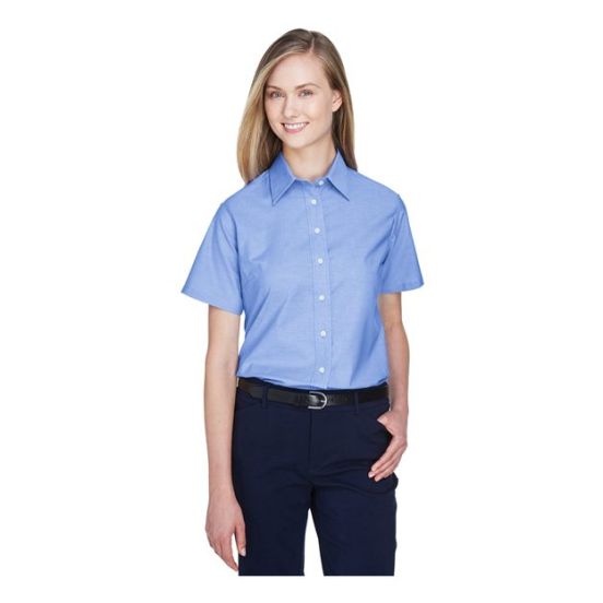 Harriton M600SW Women's Stain-Release Short Sleeve Oxford Shirt