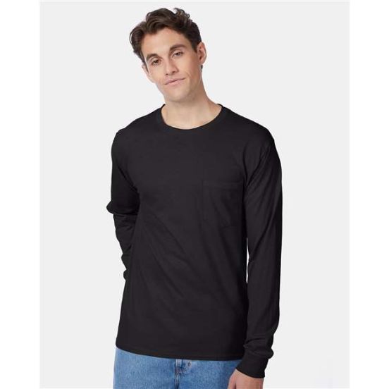 Hanes 5596 Men's Authentic Long Sleeve Pocket T-Shirt