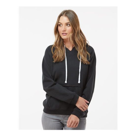 J. America 8836 Women's Sueded V-Neck Hooded Sweatshirt