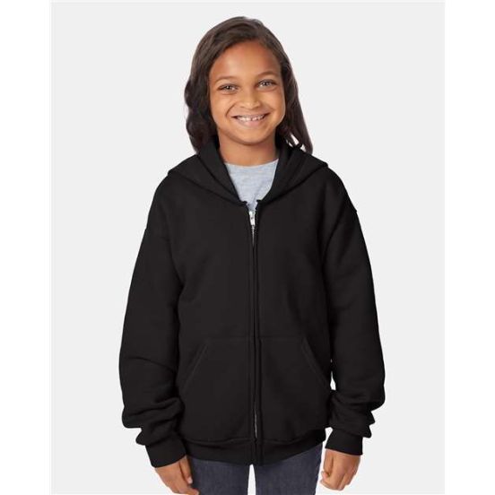 Hanes P480 Youth EcoSmart® Full-Zip Hooded Sweatshirt