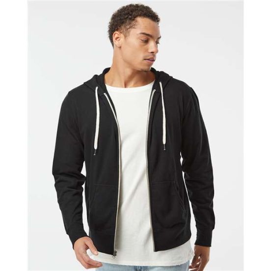 Independent Trading Co. PRM90HTZ Unisex Heathered French Terry Full-Zip Hooded Sweatshirt