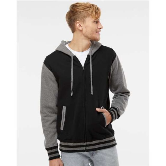 Independent Trading Co. IND45UVZ Unisex Heavyweight Varsity Full-Zip Hooded Sweatshirt