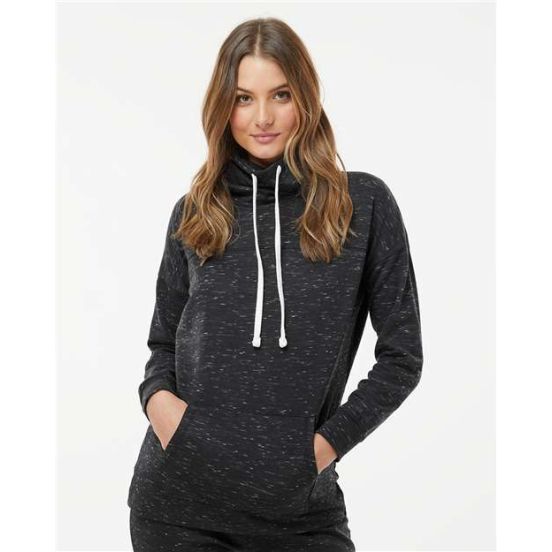 J. America 8673 Women’s Mélange Fleece Cowl Neck Sweatshirt
