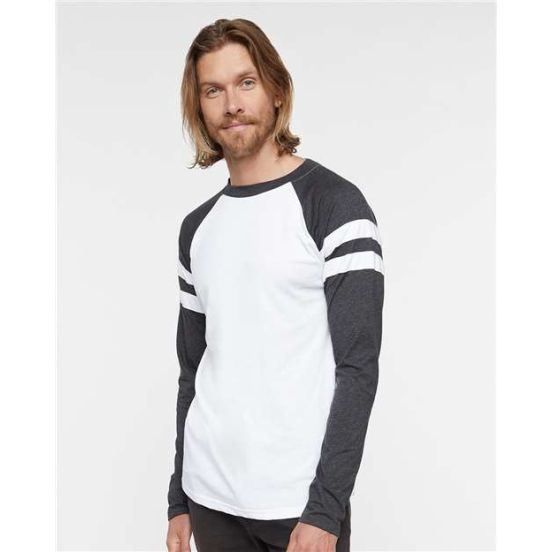 LAT 6934 Unisex Fine Jersey Mash Up Long Sleeve Tee