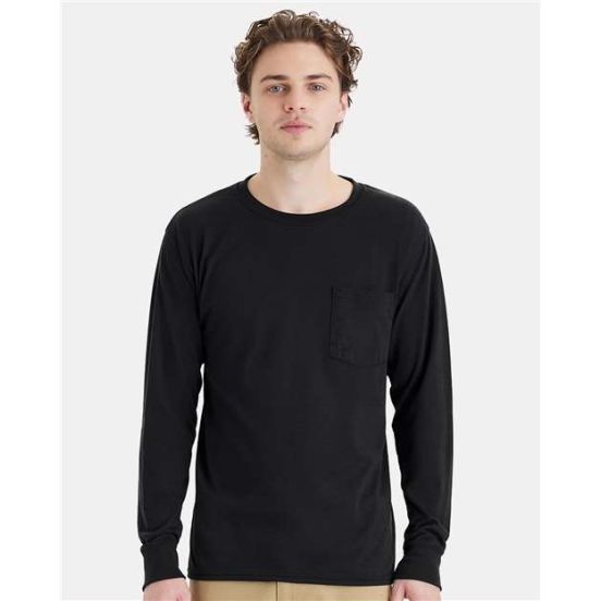 Hanes W120 Unisex Workwear Long Sleeve Pocket T-Shirt