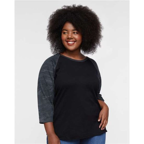 LAT 3530 Women's Baseball Fine Jersey Three-Quarter Sleeve Tee