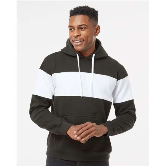 J. America 8644 Men's Varsity Fleece Colorblocked Hooded Sweatshirt