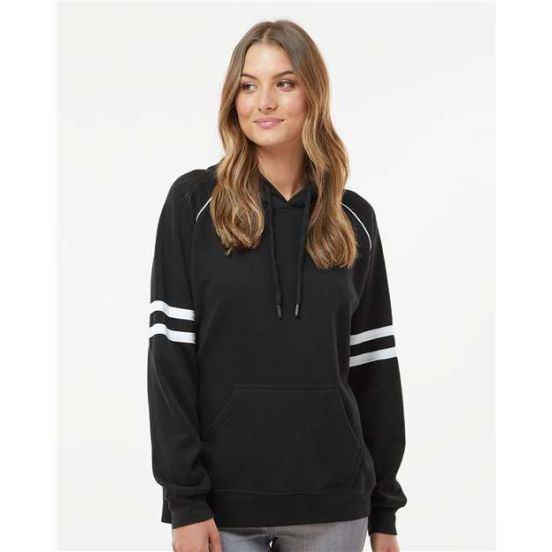 J. America 8645 Women's Varsity Fleece Piped Hooded Sweatshirt