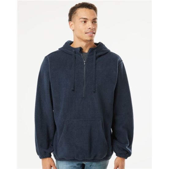 Burnside 3600 Men's Polar Fleece Quarter-Zip Hooded Pullover