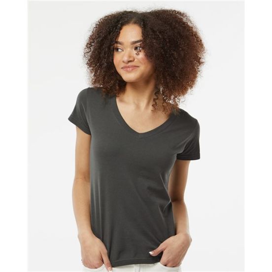Tultex 214 Women's Fine Jersey V-Neck T-Shirt
