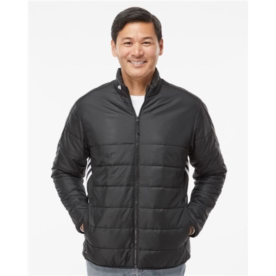 Adidas A570 Men's 3-Stripe Puffer Full-Zip Jacket
