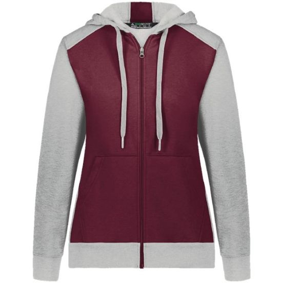 Augusta Sportswear 6901 Women's Eco Revive™ Three-Season Triblend Fleece Full-Zip Hooded Sweatshirt
