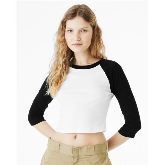 BELLA + CANVAS 1200 Women's Micro Rib Three-Quarter Raglan Sleeve Baby Tee