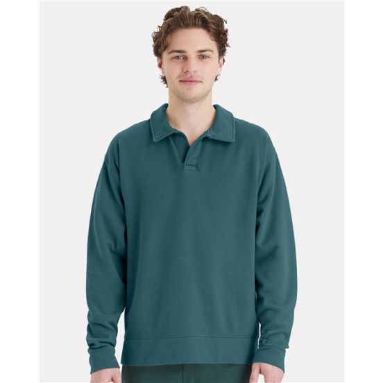 ComfortWash by Hanes GDH490 Unisex Garment-Dyed Polo Collar Sweatshirt
