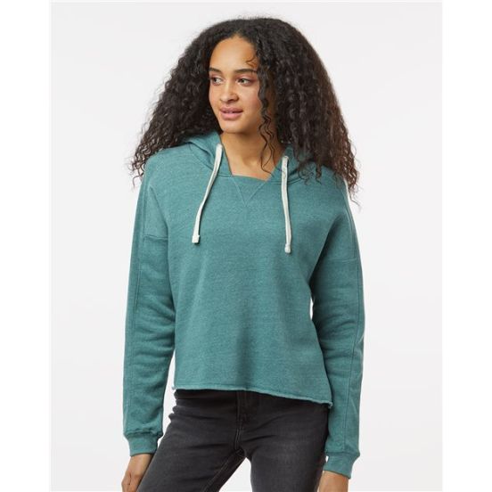 MV Sport W23101 Women's Angel Fleece Crop Hooded Sweatshirt