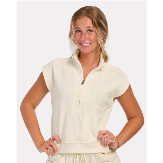 Boxercraft BW2407 Women's French Terry Half-Zip Short Sleeve Sweatshirt