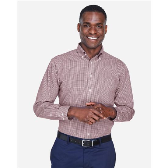 Devon & Jones D640 Men's Crown Collection® Gingham Check Woven Dress Shirt