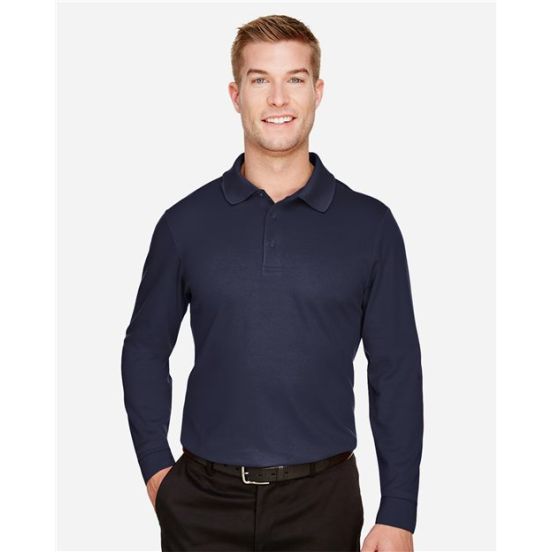 Devon & Jones DG20L Men's CrownLux Performance® Plaited Long Sleeve Polo