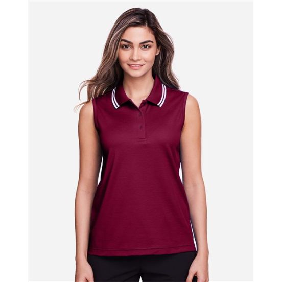 Devon & Jones DG20SW Women's CrownLux Performance® Plaited Tipped Sleeveless Polo