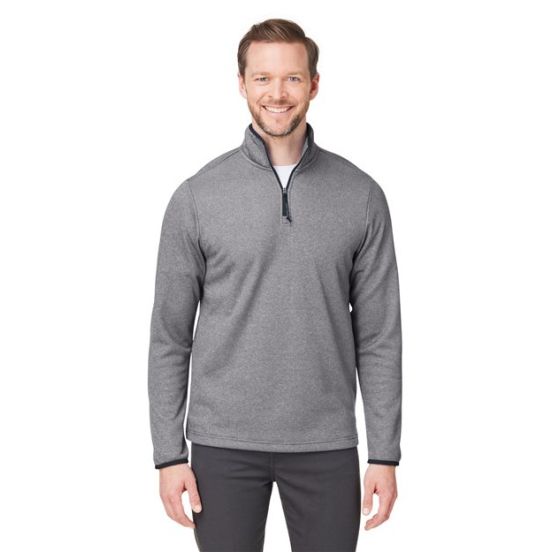CORE365 CE73 Men's Venture Heathered Stripe Quarter-Zip Pullover