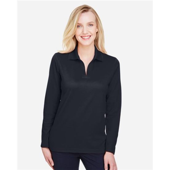 Devon & Jones DG20LW Women's CrownLux Performance® Plaited Long Sleeve Polo