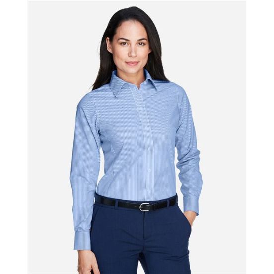 Devon & Jones D645W Women's Crown Collection® Banker Stripe Woven Dress Shirt