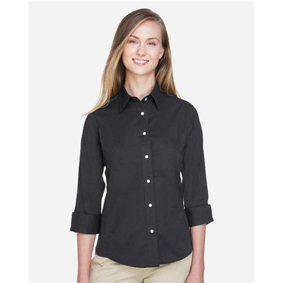 Devon & Jones DP625W Women's Perfect Fit™ Three-Quarter Sleeve Stretch Poplin Dress Shirt