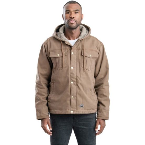 Berne Apparel HJ57 Men's Vintage Washed Sherpa-Lined Hooded Jacket