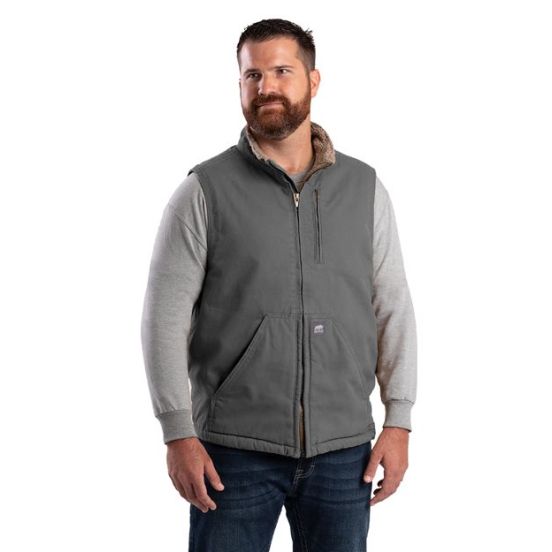 Berne Apparel V818 Men's Heartland Sherpa-Lined Washed Duck Vest