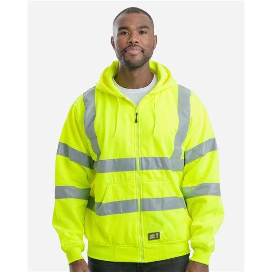 Berne Apparel HVF021 Men's Berne Hi-Vis Class 3 Lined Hooded Sweatshirt