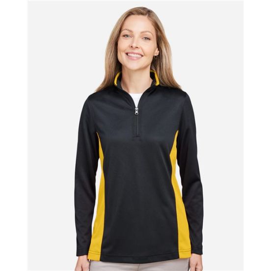 Harriton M786W Women's Flash Snag Protection Plus IL Colorblock Quarter-Zip Pullover