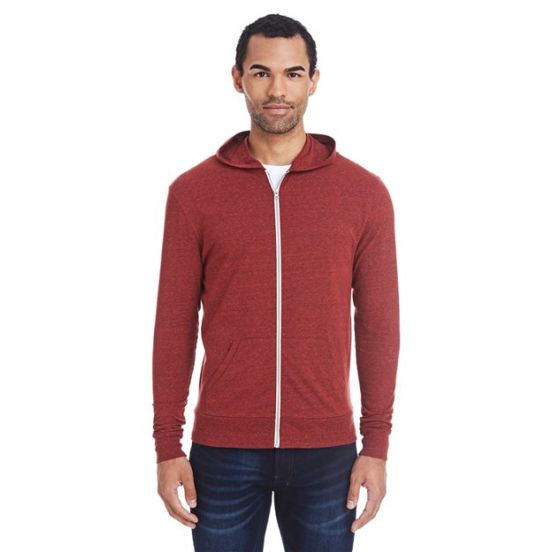 Threadfast Apparel 302Z Unisex Triblend Full-Zip Lightweight Hooded Sweatshirt