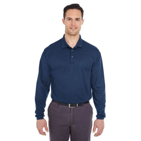 UltraClub 8210LS Men's Cool & Dry Long Sleeve Mesh Piqué Polo