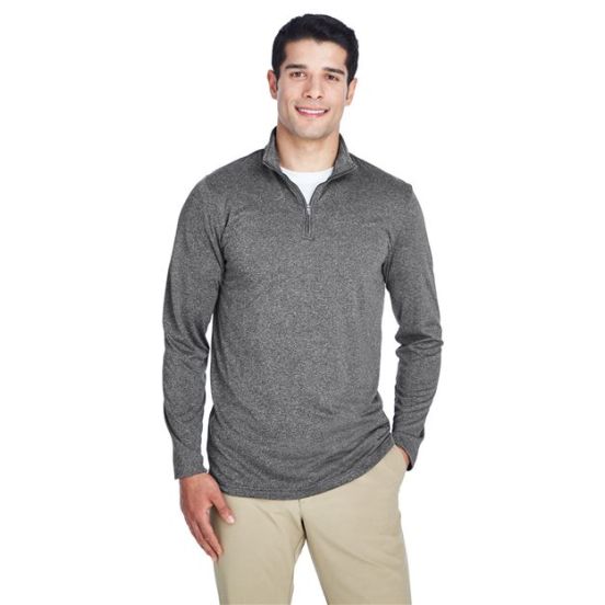 UltraClub 8618 Men's Cool & Dry Heathered Performance Quarter-Zip Pullover