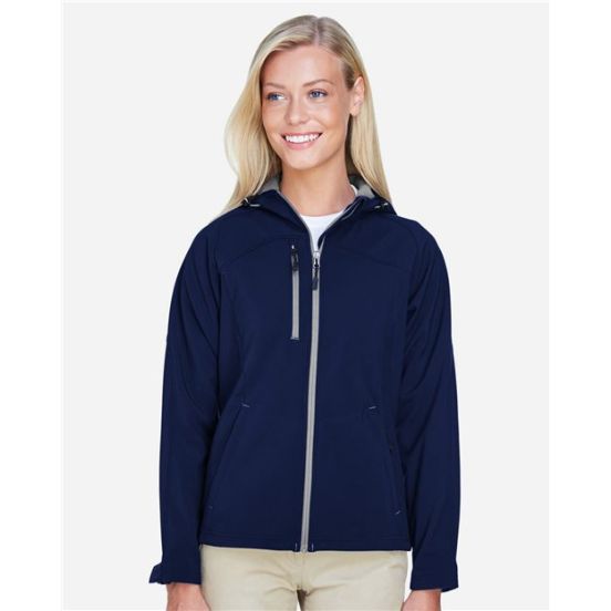 North End 78166 Women's Prospect Two-Layer Fleece Bonded Soft Shell Hooded Jacket