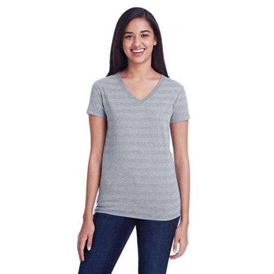 Threadfast Apparel 252RV Women's Invisible Stripe V-Neck T-Shirt
