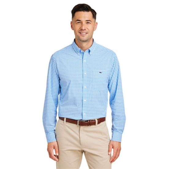 vineyard vines W012060 Men's On-The-Go Nylon Gingham Shirt