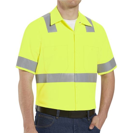 Red Kap SS24HV Men's High Visibility Safety Short Sleeve Work Shirt