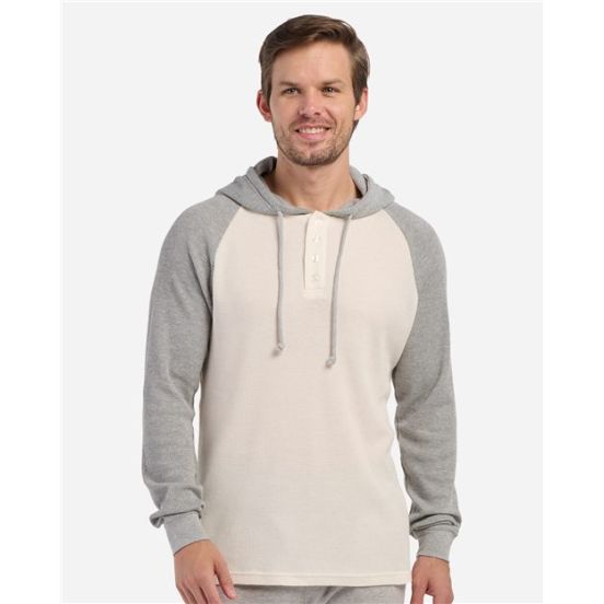 Boxercraft BM3702 Unisex Waffle Knit Pullover Hooded Long Sleeve T-Shirt