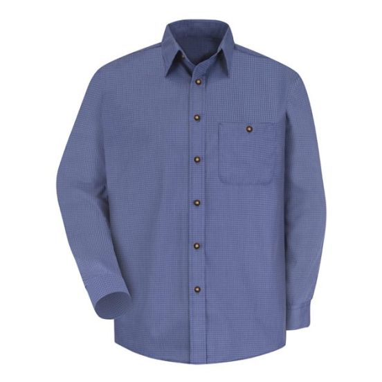 Red Kap SP74 Men's Mini-Plaid Uniform Long Sleeve Shirt