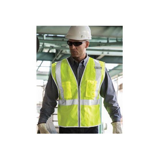 Kishigo 1507 Unisex Premium Brilliant Series® Three-Pocket Zippered Mesh Vest