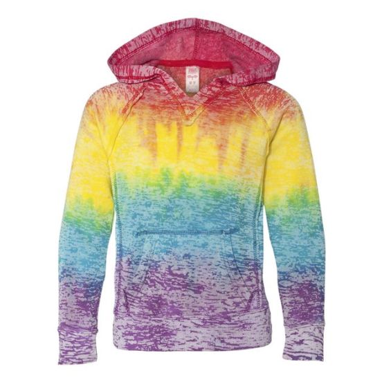 MV Sport W1162Y Girls’ Courtney Burnout V-Notch Hooded Sweatshirt