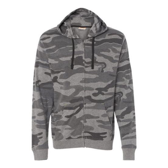 Burnside 8615 Men's Camo Full-Zip Hooded Sweatshirt