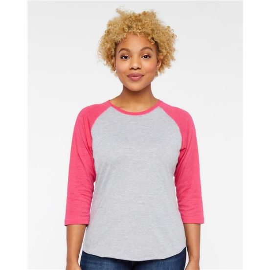 LAT 3530 Women's Baseball Fine Jersey Three-Quarter Sleeve Tee