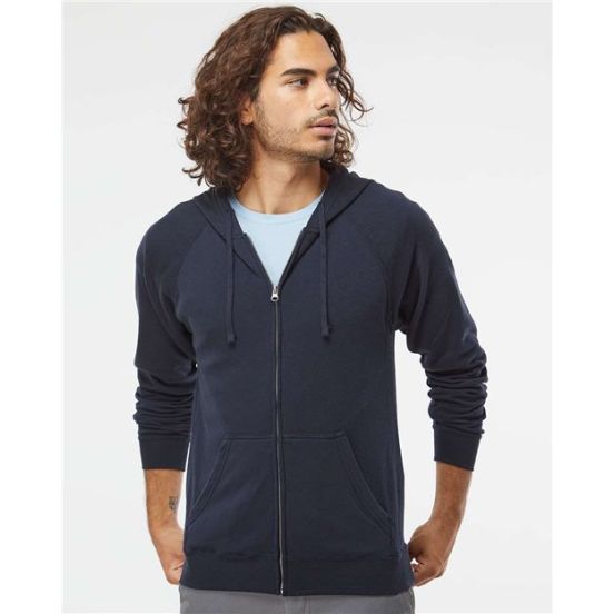 Independent Trading Co. PRM33SBZ Unisex Special Blend Raglan Full-Zip Hooded Sweatshirt