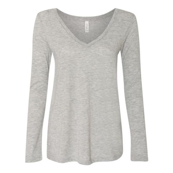 BELLA + CANVAS 8855 Women's Flowy Long Sleeve V-Neck Tee